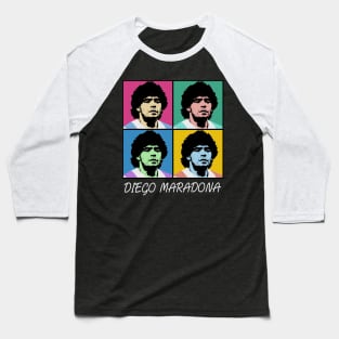 Diego Maradona 80s Pop Art Style Baseball T-Shirt